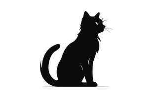 Cat Silhouette black Vector isolated on a white background