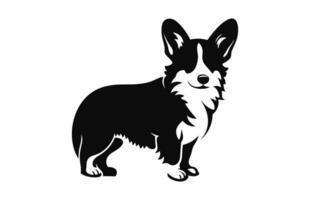 A Corgi Dog black vector Silhouette isolated on a white background