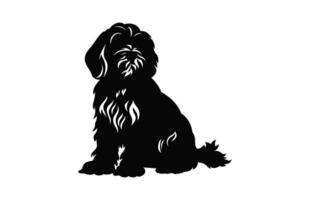 Cockapoo Dog vector black Silhouette isolated on a white background