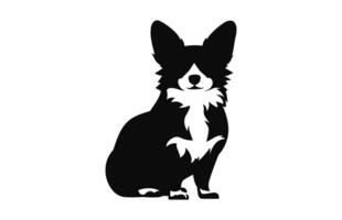 A Corgi Dog black vector Silhouette isolated on a white background