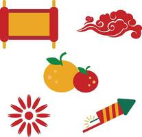 Set of Chinese New Year Elements. Isolated Vector. vector