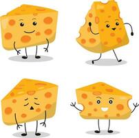 Cheese Lovers Day Character Elements Set. Isolated On White Background vector