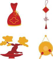 Set of Chinese New Year Elements. Isolated Vector. vector