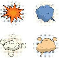 Comics Bubble Dynamic Icons Set. Isolated On White Background. Dialogue In Comics vector