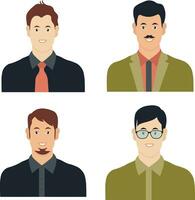 Collection of Business Man Avatar Character. User Profile. Isolated Vector