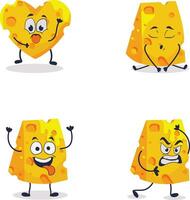 queso amantes día personaje iconos con varios emoticones vector