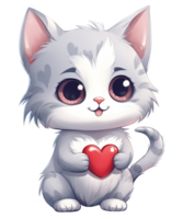 AI generated illustration of cute romantic cat cartoon ai generated png