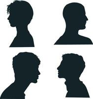 Collection of Man Head Silhouette. Isolated On White Background vector