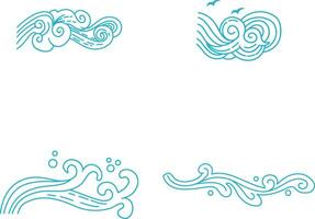 Chinese Traditional Wave. Chinese Pattern. Vector Icon Set