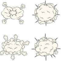 Comics Explosion Clouds Elements Set. Isolated Vector