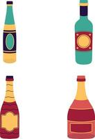 Set of Different Various Bottles. Flat Vector Illustration