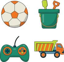 Set of Colorful Children's Toy. Vector Illustration In Cartoon Style.