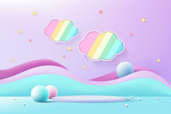 3D podium background, Realistic cylinder pedestal, Abstract composition in minimal design. Platforms mockup product display presentation. Stage showcase.