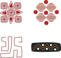 Hand Drawn Abstract African Shapes. With Different Pattern. Vector Illustration