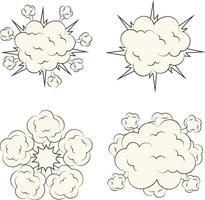 Comics Explosion Clouds Elements Set. Isolated Vector