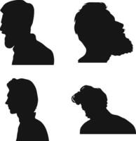 Collection of Different Man Head Silhouette. Man Side Face. Isolated On White Background vector