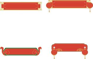 Set of Chinese Title Frame. Oriental Design Style vector