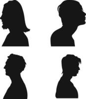 Collection of Different Man Head Silhouette. Man Side Face. Isolated On White Background vector