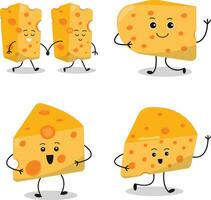 Cheese Lovers Day Character Elements Set. Isolated On White Background vector