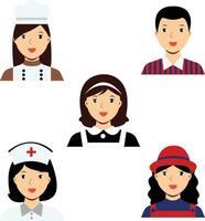 Collection of Profession Avatar. In Flat Design. Isolated Vector