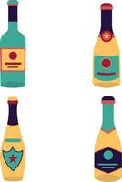 Set of Different Various Bottles. Flat Vector Illustration