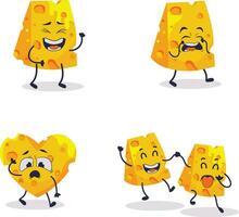 queso amantes día personaje iconos con varios emoticones vector