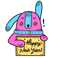 A dog saying happy new year illustration png