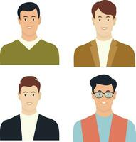 Collection of Business Man Avatar Character. User Profile. Isolated Vector