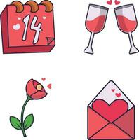 Set of Valentine's Day. Isolated On White Background. vector