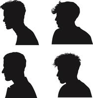 Man Head Silhouette Collection. Vector Set