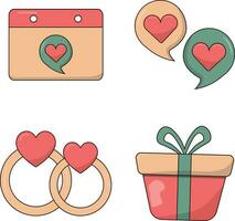 Set of Different Valentine's Day. Vector Illustration With Cartoon Style.