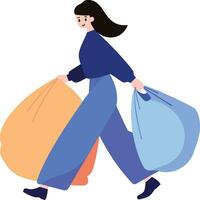 woman taking out trash in flat style isolated on background vector