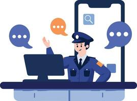 police for cyber crime in flat style isolated on background vector