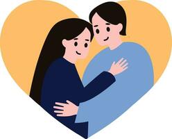 a couple hugging together in flat style isolated on background vector