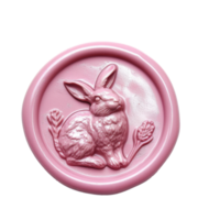 AI generated Wax seal with easter bunny transparent background. Happy ester day png