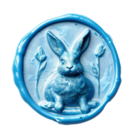 ai generiert Blau Wachs Siegel mit Ostern Hase transparent Hintergrund. glücklich Ester Tag png
