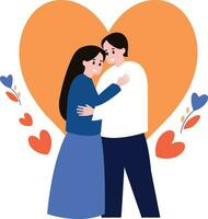 a couple hugging together in flat style isolated on background vector