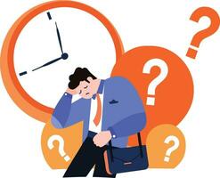 a man tired from work in flat style isolated on background vector