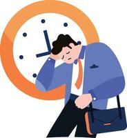 a man tired from work in flat style isolated on background vector