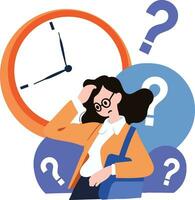 a woman tired from work in flat style isolated on background vector