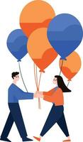 couple holding balloon together in flat style isolated on background vector