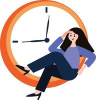 a woman tired from work in flat style isolated on background vector