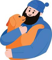 a man hugging his dog in flat style isolated on background vector