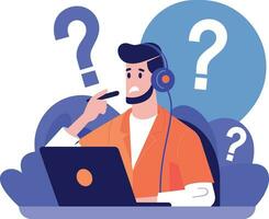 male call center in flat style isolated on background vector