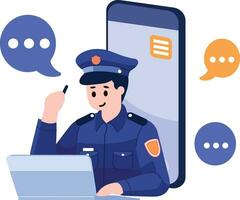 police for cyber crime in flat style isolated on background vector