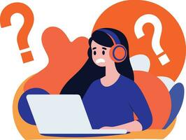 female call center in flat style isolated on background vector