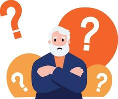 an old man with suspicious expression in flat style isolated on background vector