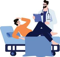 patient lying on bed and talking with doctor in flat style isolated on background vector