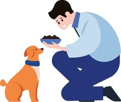 a man feeding his dog in flat style isolated on background vector