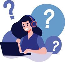 female call center in flat style isolated on background vector